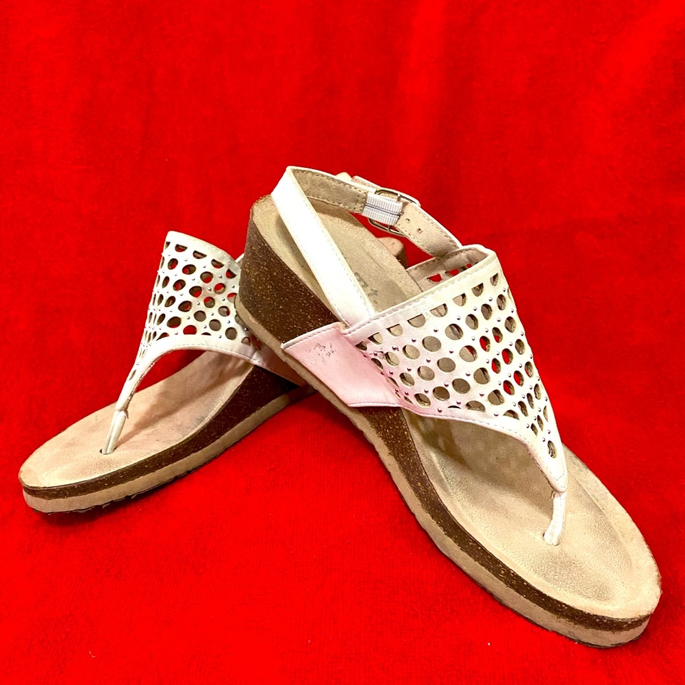 White wedge sandals